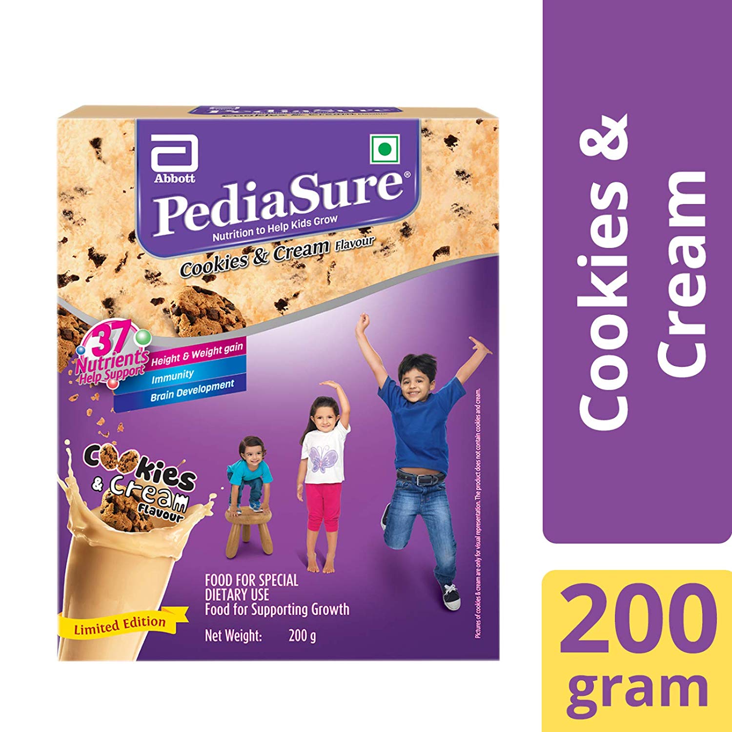 PediaSure Health & Nutrition Drink Powder for Kids Growth - 200g (Cookies & Cream)