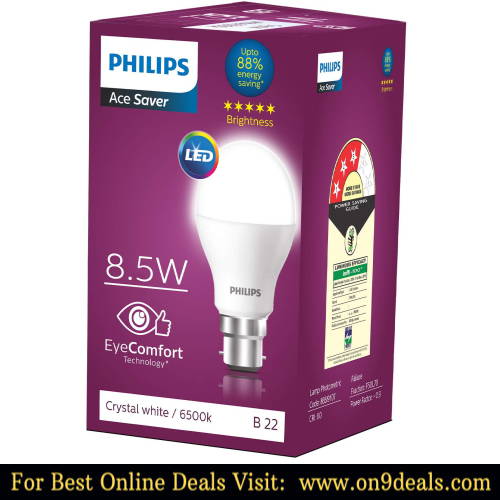 Philips 8.5-Watt Standard B22 LED Bulb (Pack of 10, Cool Day White)