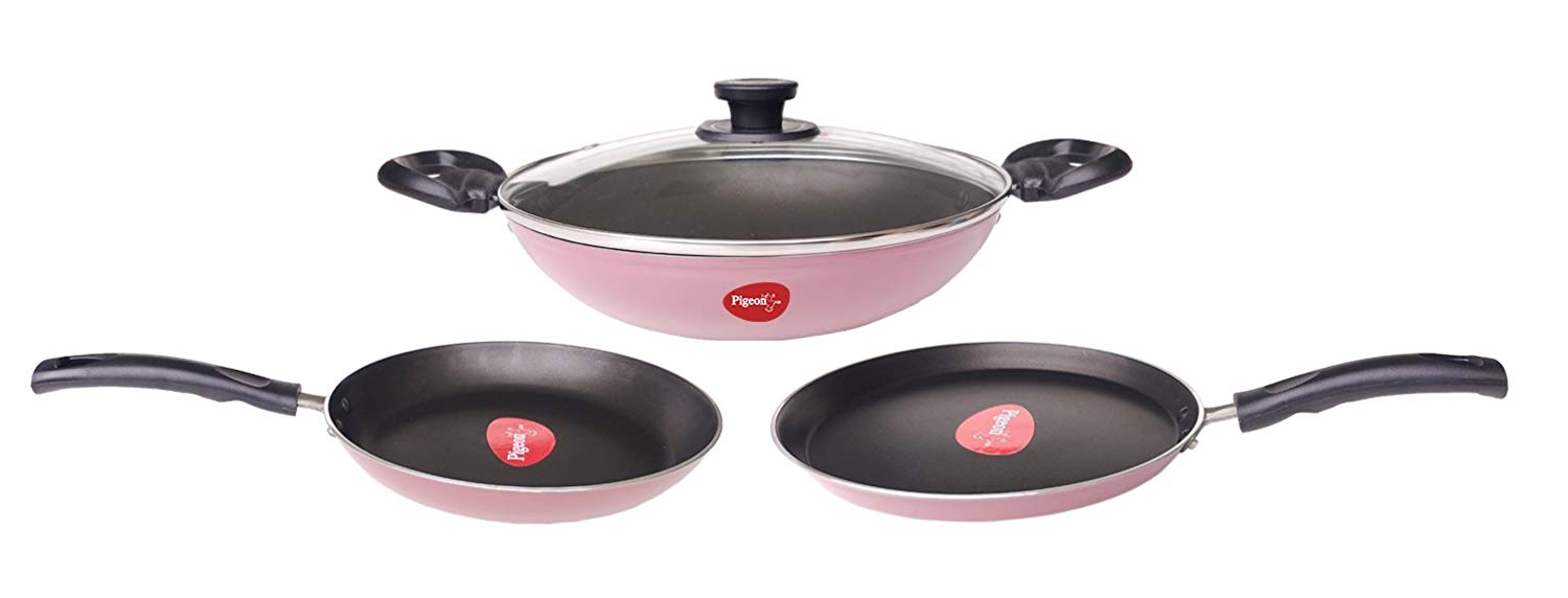 Pigeon Basics Aluminium Nonstick Cookware Set, Set of 3