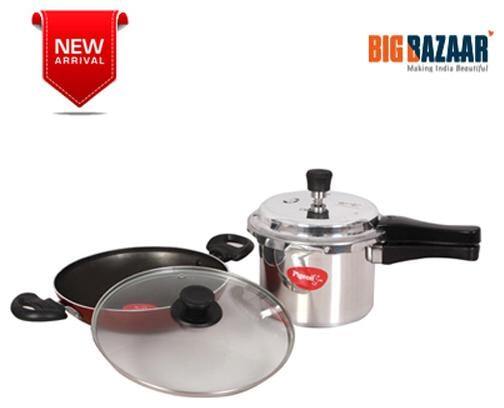 Pigeon Pressure Cooker outer Lid 3 Ltr and Non Stick Kadai 240mm with Lid