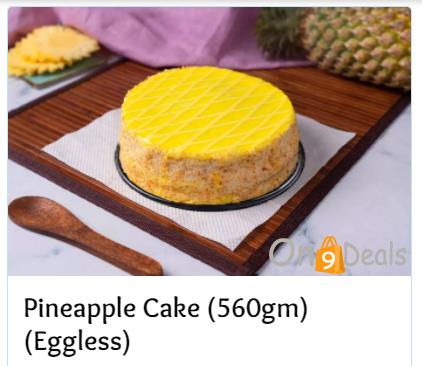Pineapple 560gms Celebration Eggless Cake + 1 Gulab Jamun @ Rs.345 (Delivery in 45 Minutes)