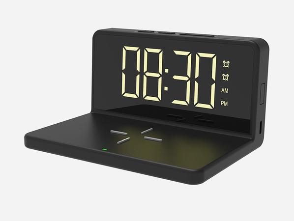 Portronics Por 1042 Freedom 4a Desktop Wireless Charger With Digital Alarm Clock