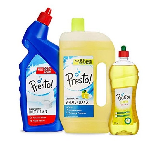 Presto! Combo (Toilet Cleaner 1 L + Surface Cleaner 975 ml + Dishwash Gel 750 ml)