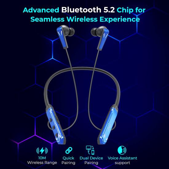 pTron Tangent Jade with 30ms Gaming Mode, Environmental Noise Cancellation HD Mic, 25Hrs Playtime, Punchy Bass, Bluetooth 5.2