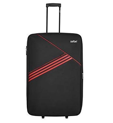 Safari Angle 59 Cms Polyester Black Cabin 2 Wheels Soft Suitcase