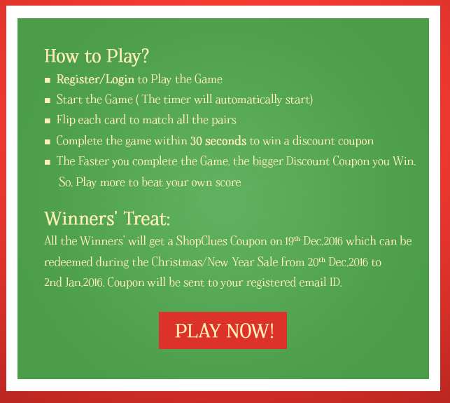 Shopclues Flip to Win Game Win Coupons in Christmas/New Year Sale