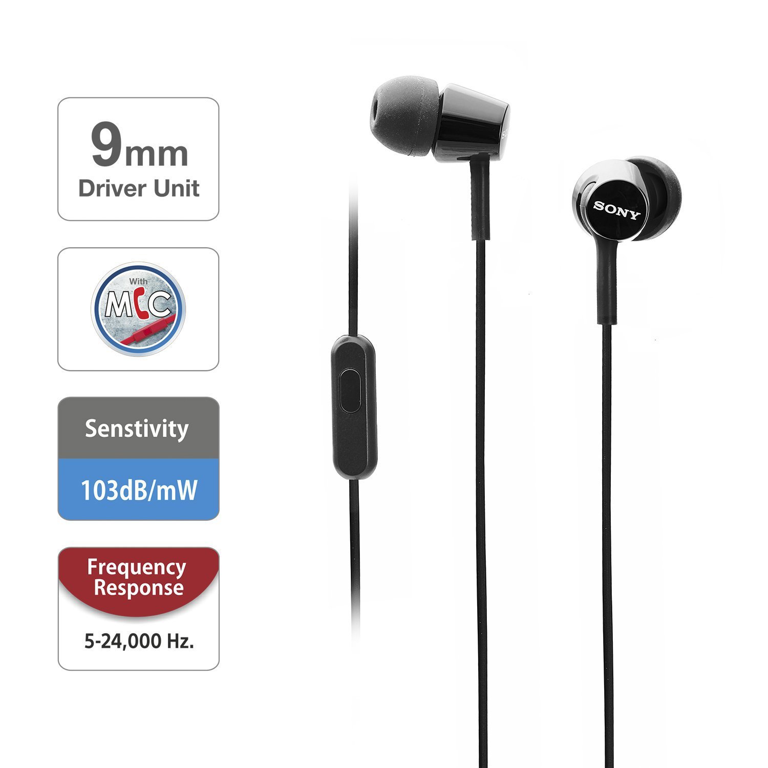 Sony MDR-EX150AP in-Ear Headphones with Mic