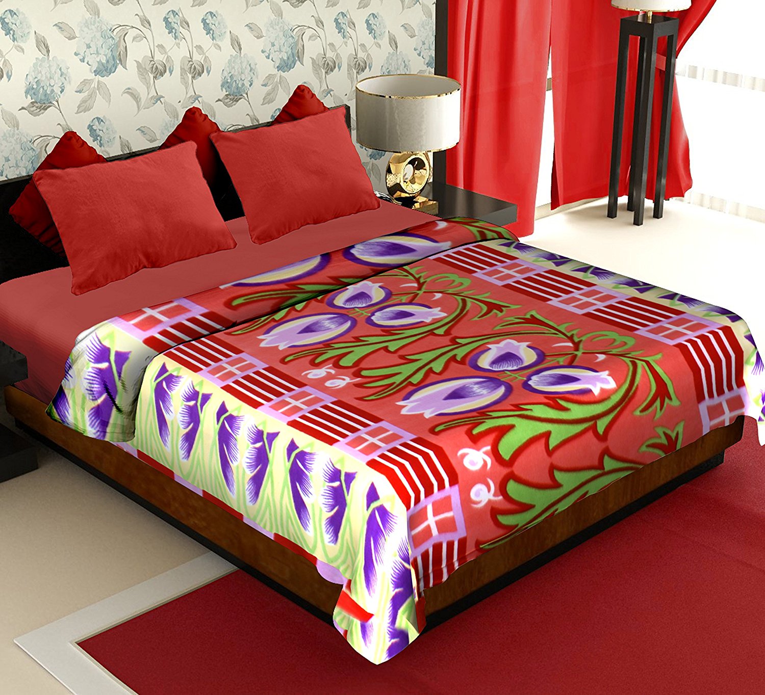 Story@Home Coral Collection Soft Printed Fleece Polyester Double Bed Blanket