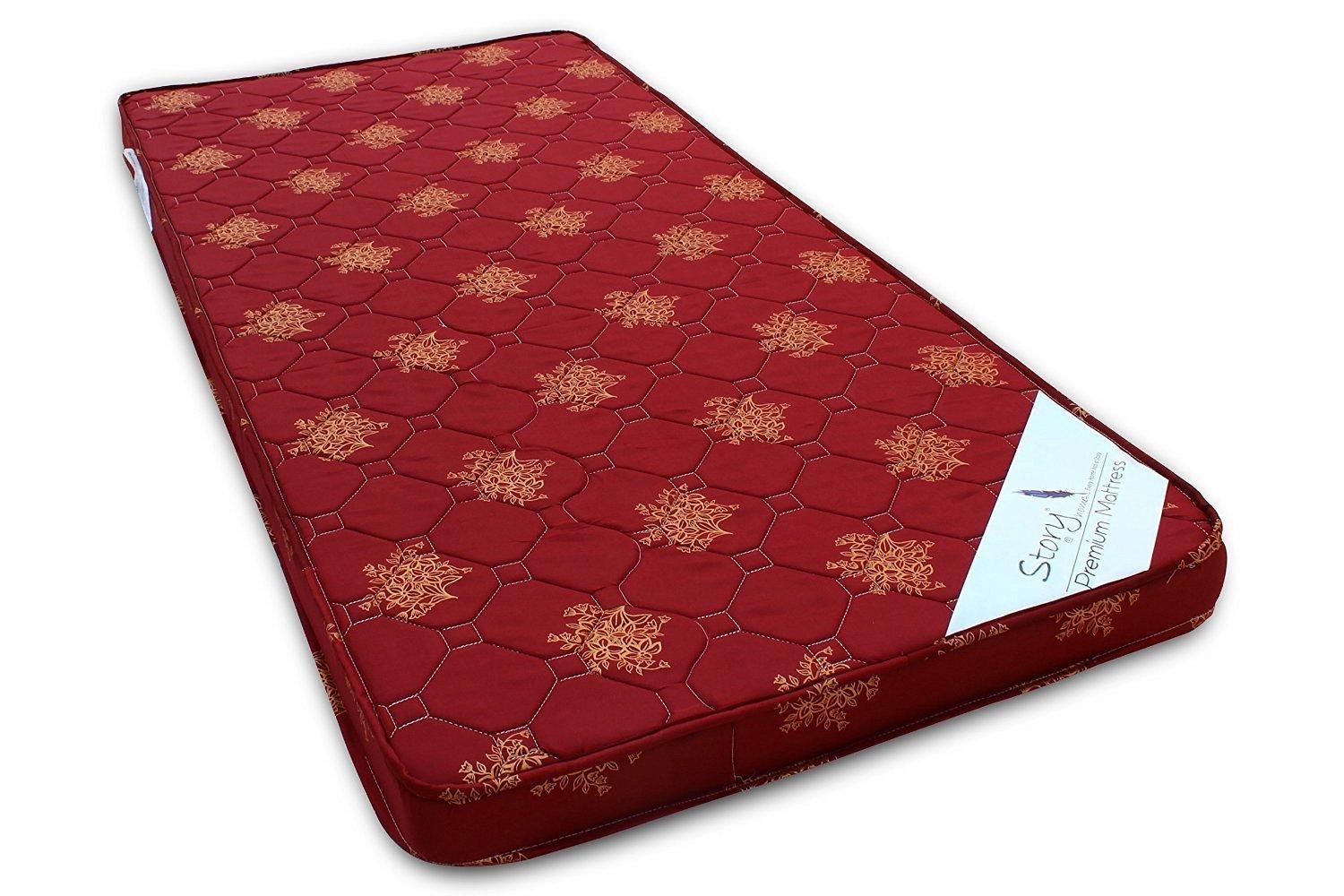 Story@Home Single Size Foam Premium 4 inch Mattresses Maroon