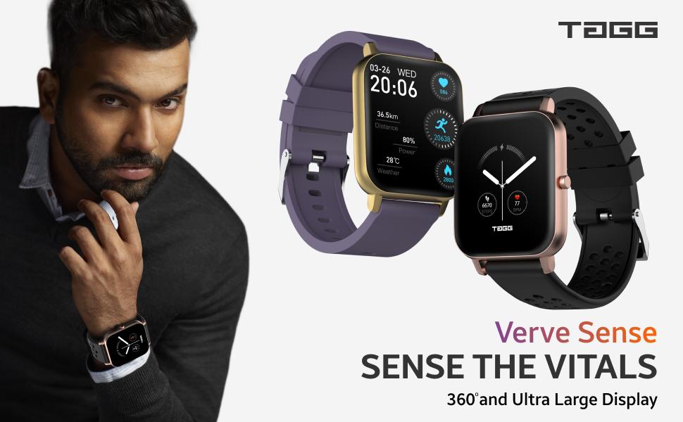 Tagg Verve Sense Smartwatch With 1.7 Large Display, Real Spo2 Heart Rate Tracking, 10 Days Backup Ipx68 Waterproof