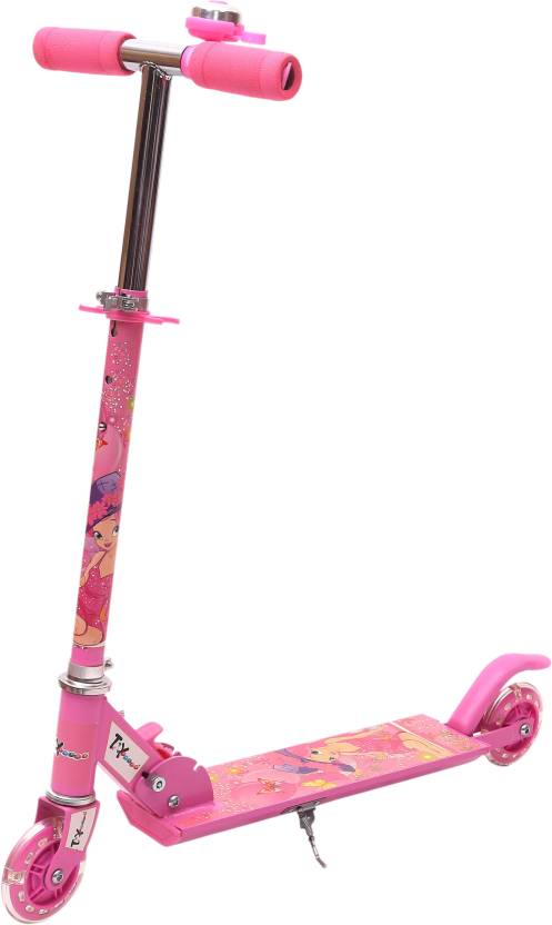 Toy House Two Wheeled Height Adjustable Scooter with Disco Wheel and Anti Slip Foot Grip