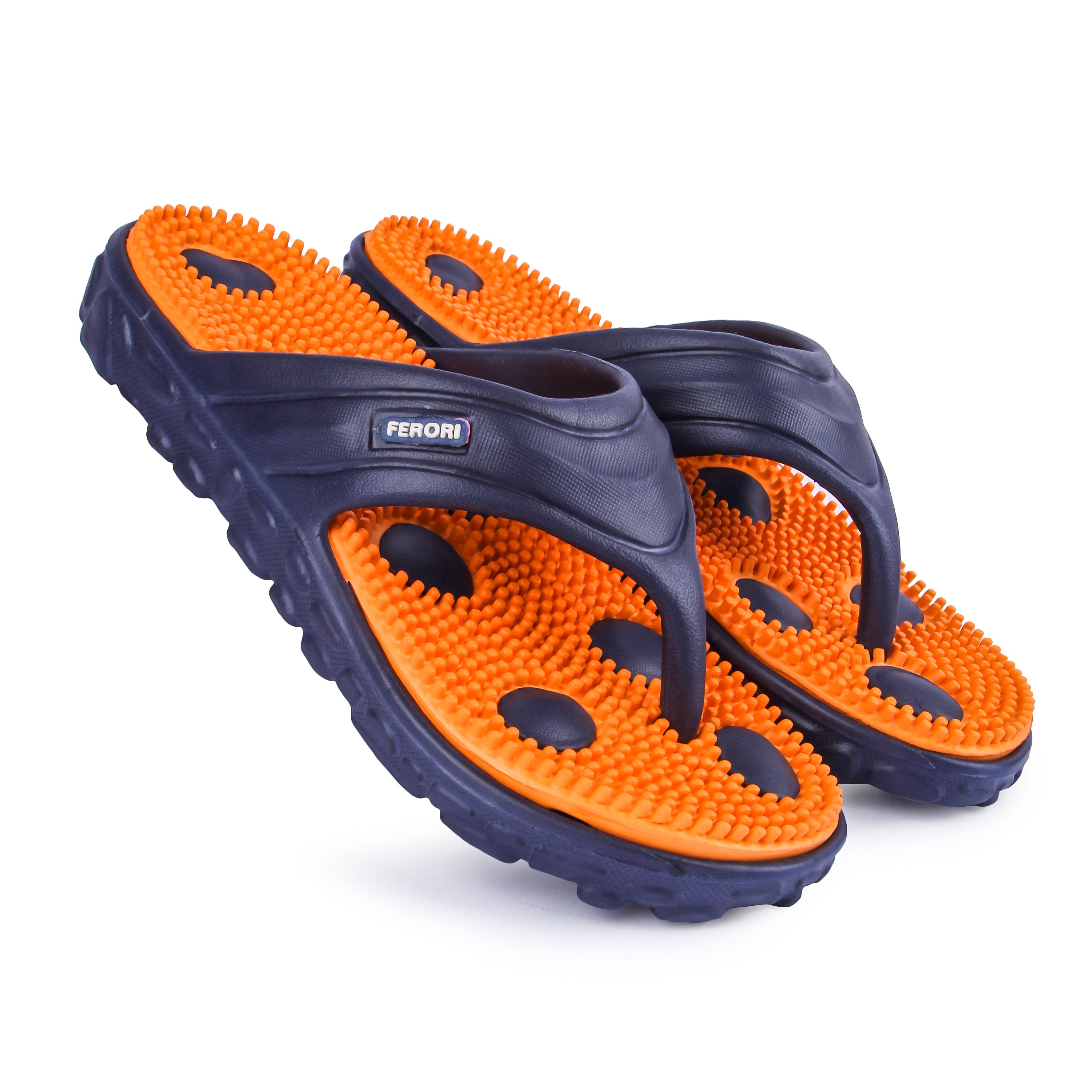 CalvinJones Ferori Unisex Acupressure Black Orange Slippers / Flip-flops