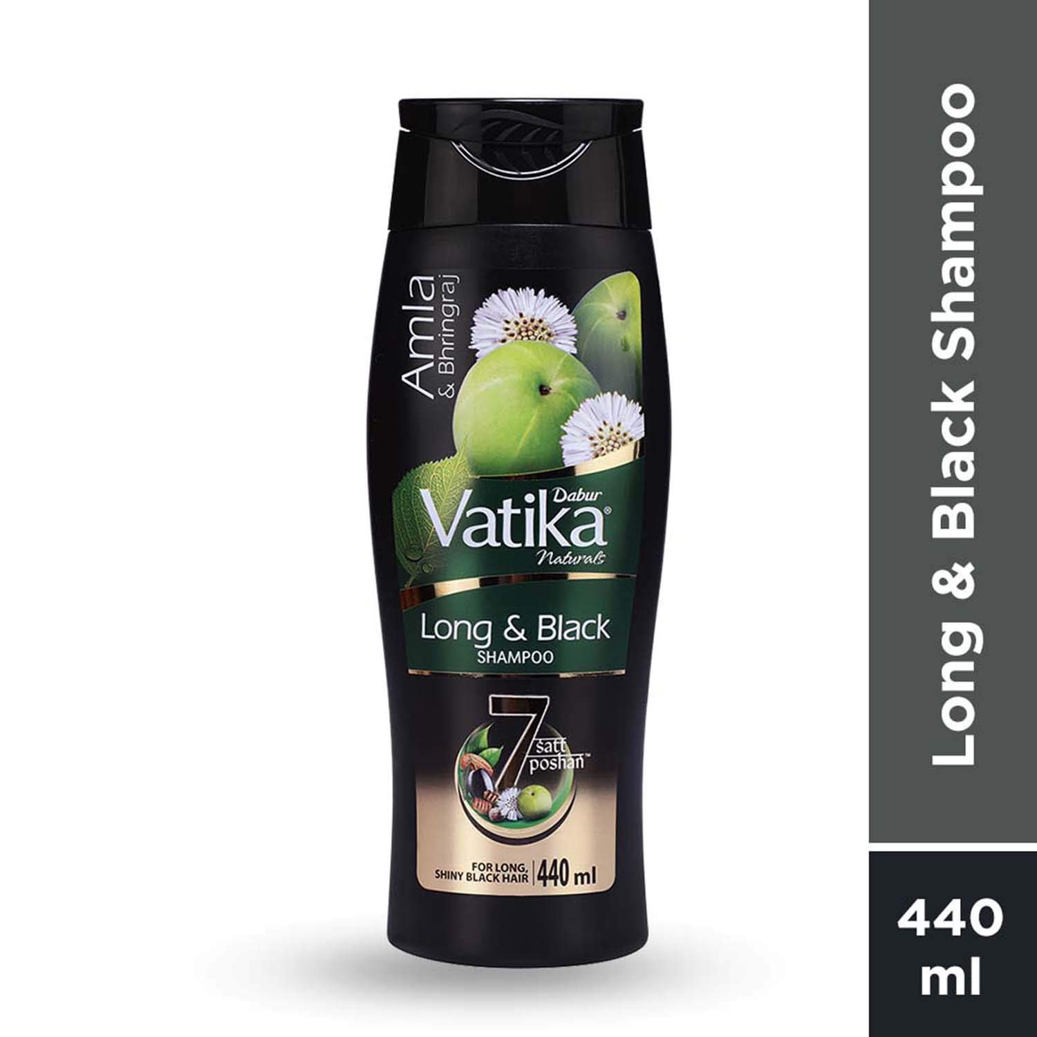 Vatika Long & Black Shampoo - Power of 7 Natural  Ingredients - 440 ml