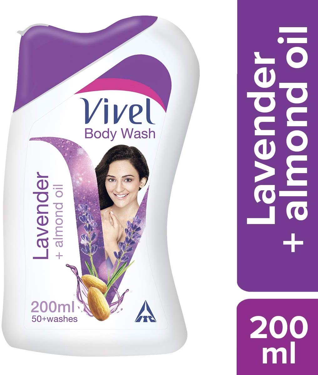 Vivel Body Wash, Lavender and Almond Oil, 200ml with Free Vivel Loofah