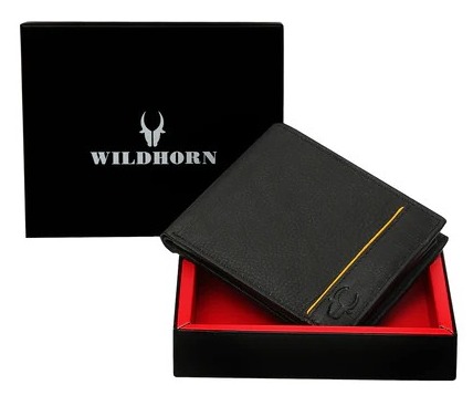 WildHorn Black Men's Wallet Upto 86% Discount From Rs.210
