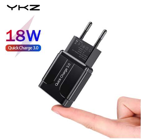 YKZ Quick Charge 3.0 18W QC 3.0 4.0 Fast charger USB portable Charging Mobile Phone Charger