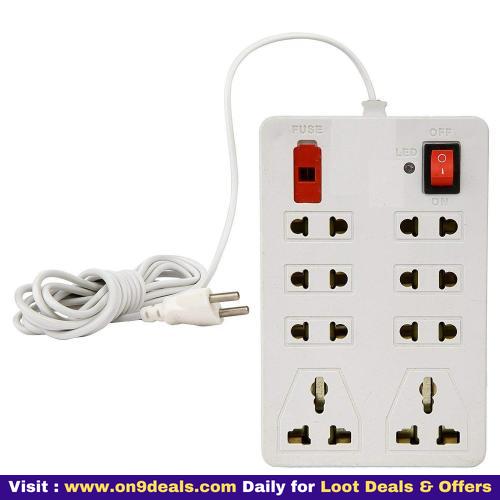 8+1 Socket Extension Board With 6 AMP 4 Yards (12 ft) Cable
