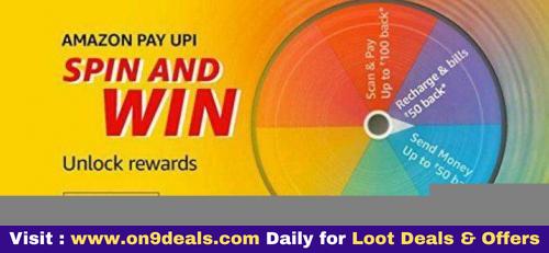 Amazon UPI Spin And Win- Spin & Win Various UPI Offers