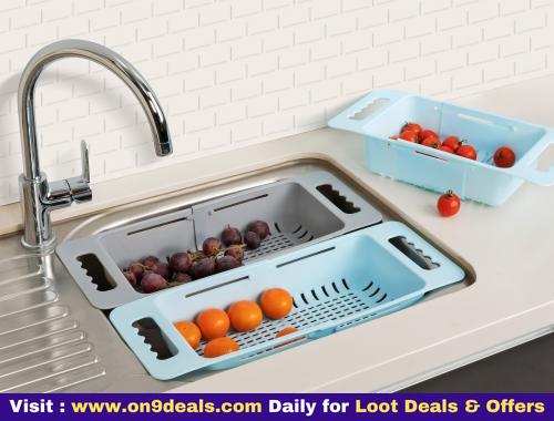 Antic Adjustable Dish Drainer Kitchen Rack Fruits/Vegetables Kitchen Rack pak of 1 pcs