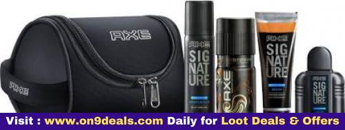AXE Men's Grooming Kit With Pouch Body Perfume, Deodorant Bodyspray, After Shave Lotion, Shaving Cream