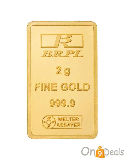 Bangalore Refinery 24k (999.9) 2gm Yellow Gold Bar