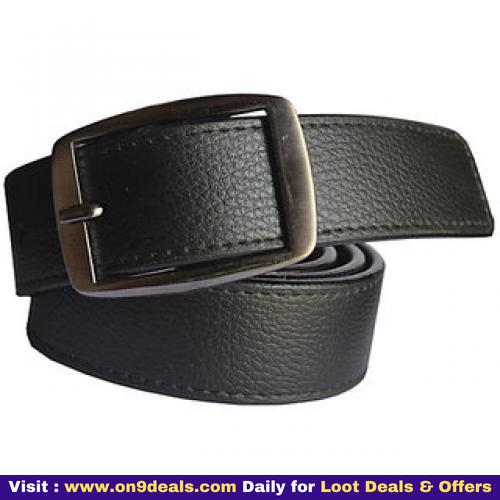 Black Leatherite Men's Belt With Pin-Hole Buckle
