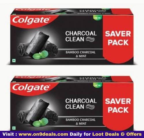 Colgate Charcoal Clean Bamboo Charcoal and Mint Black Gel Toothpaste 240g Pack of 2