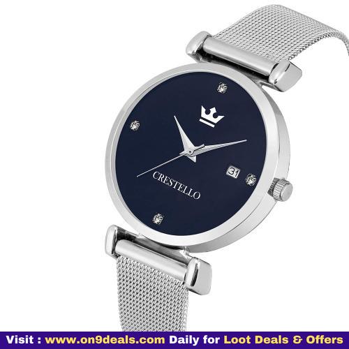 Crestello L105-Blu-Ch Stainless Steel Chain Analogue Women's Wrist Watch