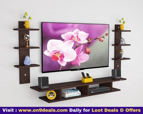 Das Volker Engineered Wood Wall Mount Tv Entertainment Unit/with Set Top Box Stand | 6 Wall Shelf Display Rack For Living Room Flowery Wenge Larg