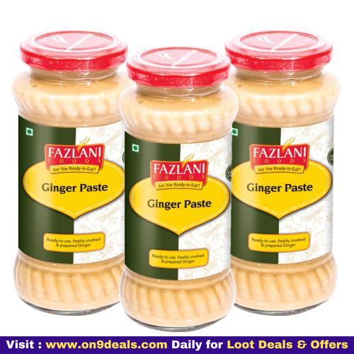 FAZLANI FOODS Ready to Use Ginger Paste - Pack of 3, 300g Each (Adrak) Glass Bottle