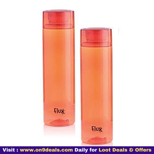 Flux Unbreakable Premium Plastic Red Wide Mouth Bottle 1 Liter Set of 2