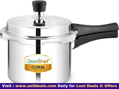Greenchef Coral Pressure Cooker Aluminium 3 Litres @ Rs.509 || 5 Litres @ Rs.649