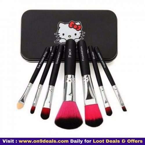 Hello Kitty Complete Makeup Mini Brush Kit With Storage Box (Pack of 7)