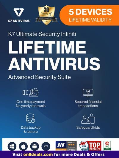 K7 Security Ultimate Security Infiniti Antivirus 2021 Lifetime Validity For 5 Devices Threat Protection Internet Security Data Backup Mobile Protection