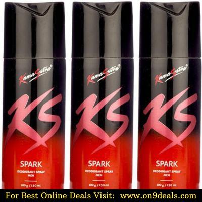 KamaSutra KS Spark Spark Spark Deodorant Spray - For Men (150ml, Pack of 3)