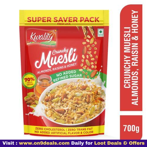Kwality Crunchy Muesli Almonds, Raisins And Honey- No Added Refined Sugar 700gms