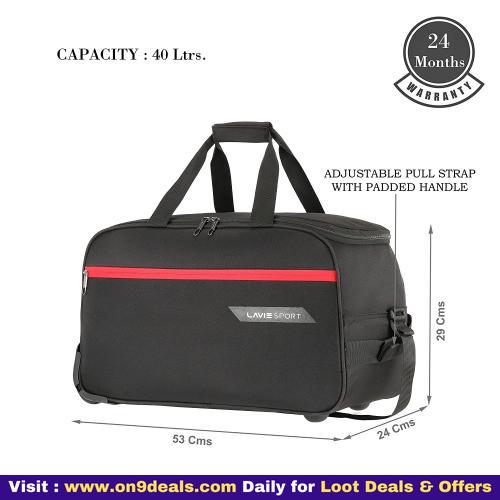 Lavie Sport Lino Large Wheel Duffel Bag | 2 Wheel Luggage Bag | Travel Bag with Sturdy Wheels