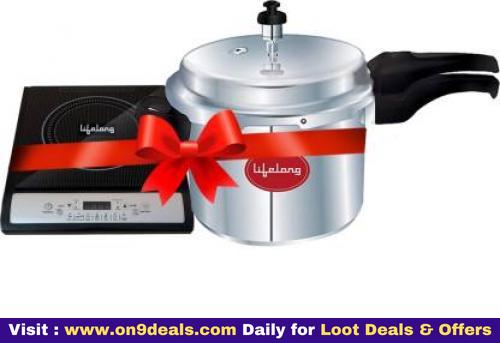 Lifelong LLCMB13 1400 W Induction Cooktop with IB 3 Ltr Outer Lid Pressure Cooker