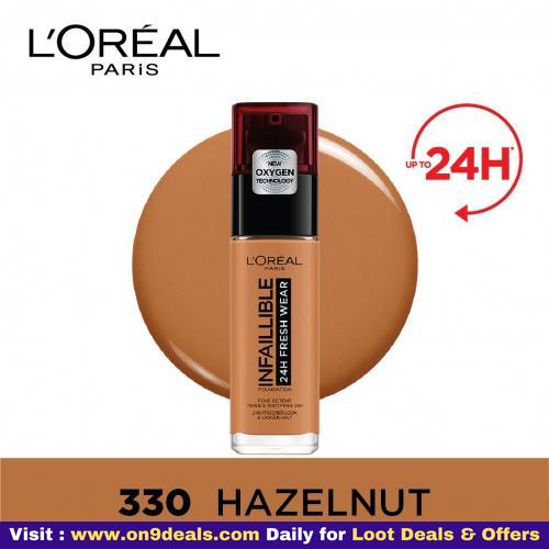 L'Oreal Paris Infallible 24H Fresh Wear Foundation, 330 Hazelnut, 30 ml