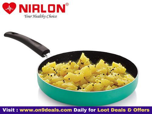 Nirlon Greenochef Granite Non Stick Aluminium FryPan With Glass