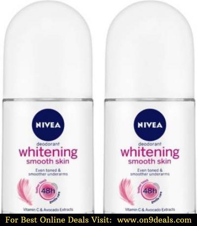 NIVEA Smooth Skin Whitening Deodorant Roll-on - For Women  (100 ml, Pack of 2)