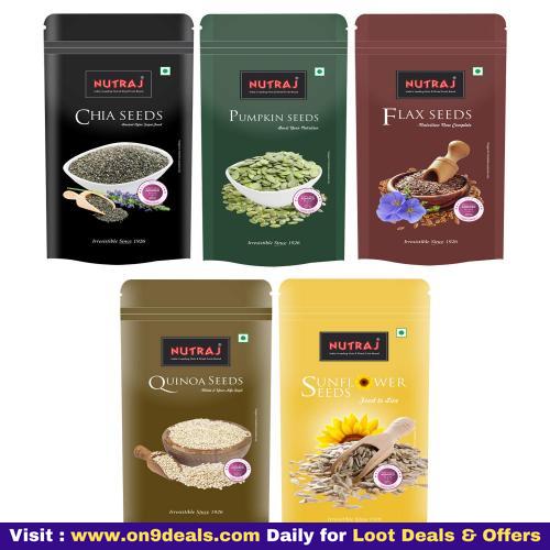 Nutraj Seeds Pack 1 Kg - Combo of Chia Seeds, Sunflower Seeds, Flax Seeds, Pumpkin Seeds, Quinoa Seeds