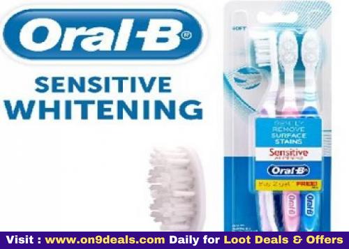 Oral B Sensitive Whitening Toothbrushes Saver Value Pack - Set of 2 + Vicks 3 in 1 Throat Lozenges
