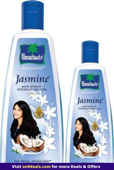 Parachute Advansed Jasmine Coconut Hair Oil with Vitamin E for Healthy Shiny Hair, Non-sticky, 400ml + 90ml