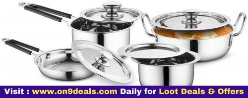 Profusion Stainless Steel Cookware 8 Pcs Set With Stainless Steel Lid