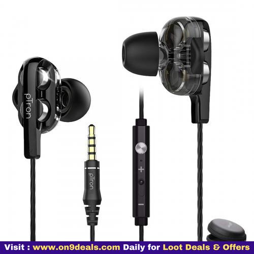 PTron Boom Ultima V2 Dual Driver, In-Ear Gaming Wired Headphones Boom 3 Passive Noise Cancelling  3.5mm Jack