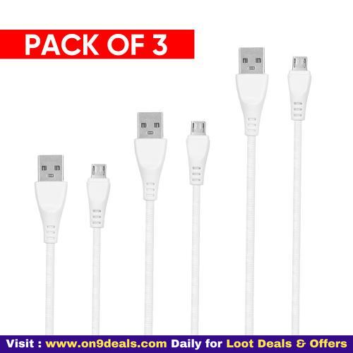Raptech 2.4 Amp 1 Meter Fast Charging Data Cable Pack Of 3