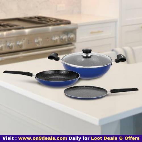 Renberg Blue Orchid Cookware Set  (Aluminium, 4 - Piece)
