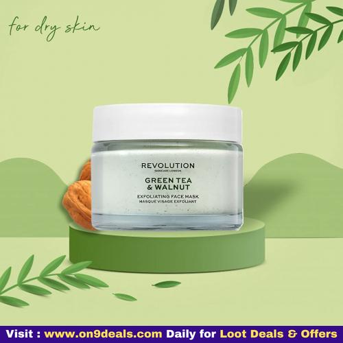 Revolution Skin Green Tea & Walnut Exfoliating Face Mask,50 ml (removes dirt, exfoliating, dry skin)