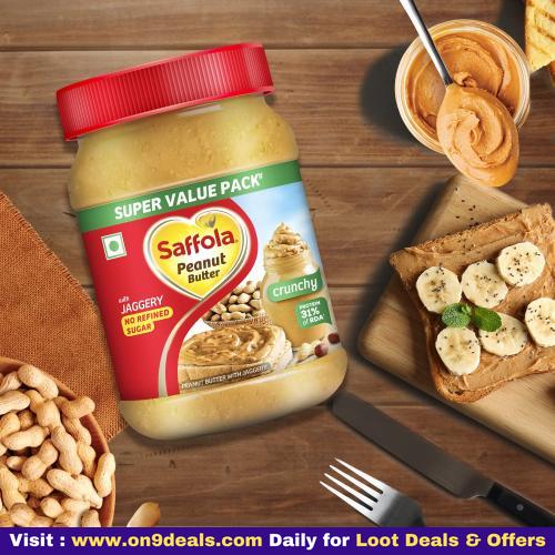 Saffola Peanut Butter With Jaggery | No Refined Sugar| Crunchy| 24.3g Protein, 900gms